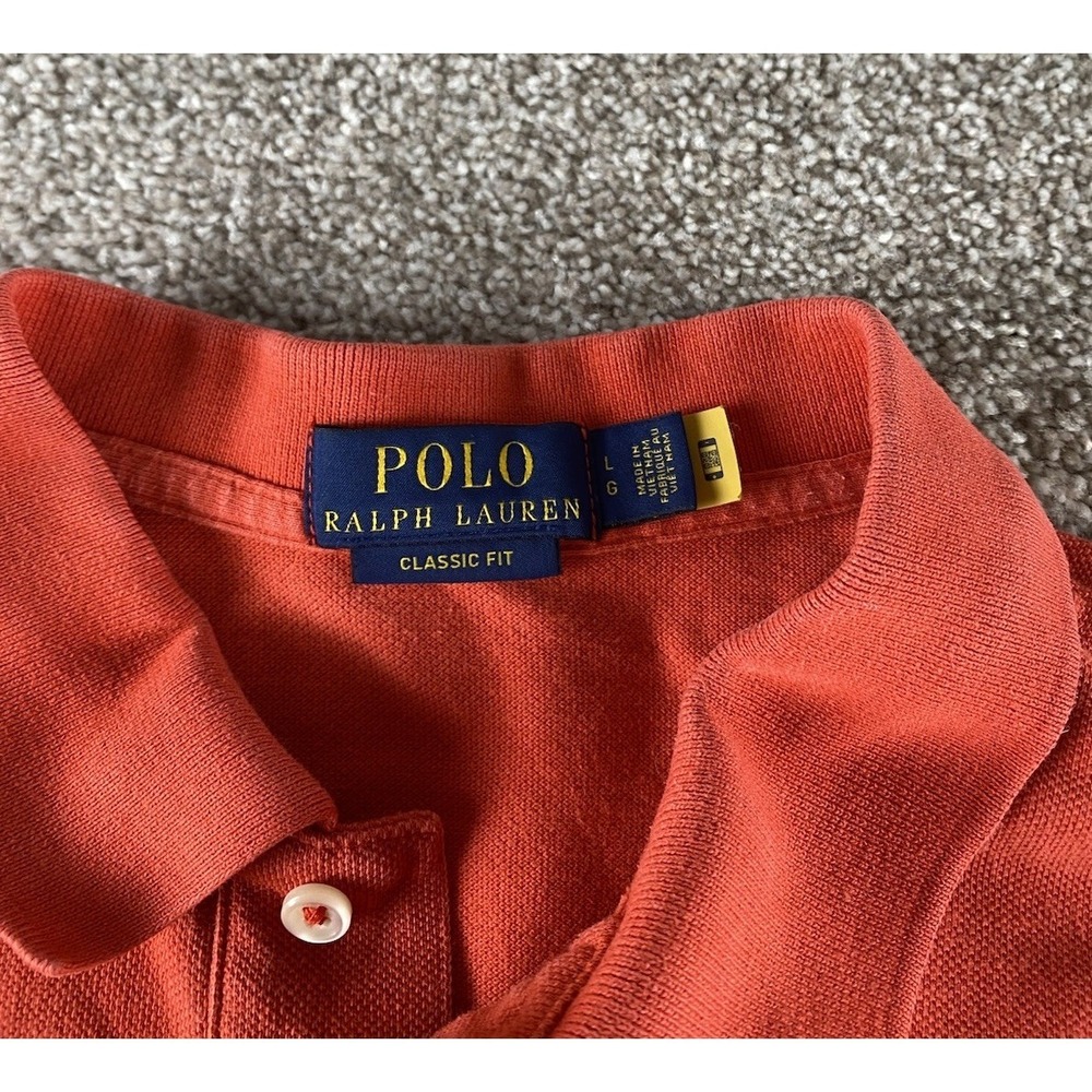 Polo Ralph Lauren Classic Fit Solid Light Red Polo Mens L Blue Pony Preppy Work - Picture 2 of 8